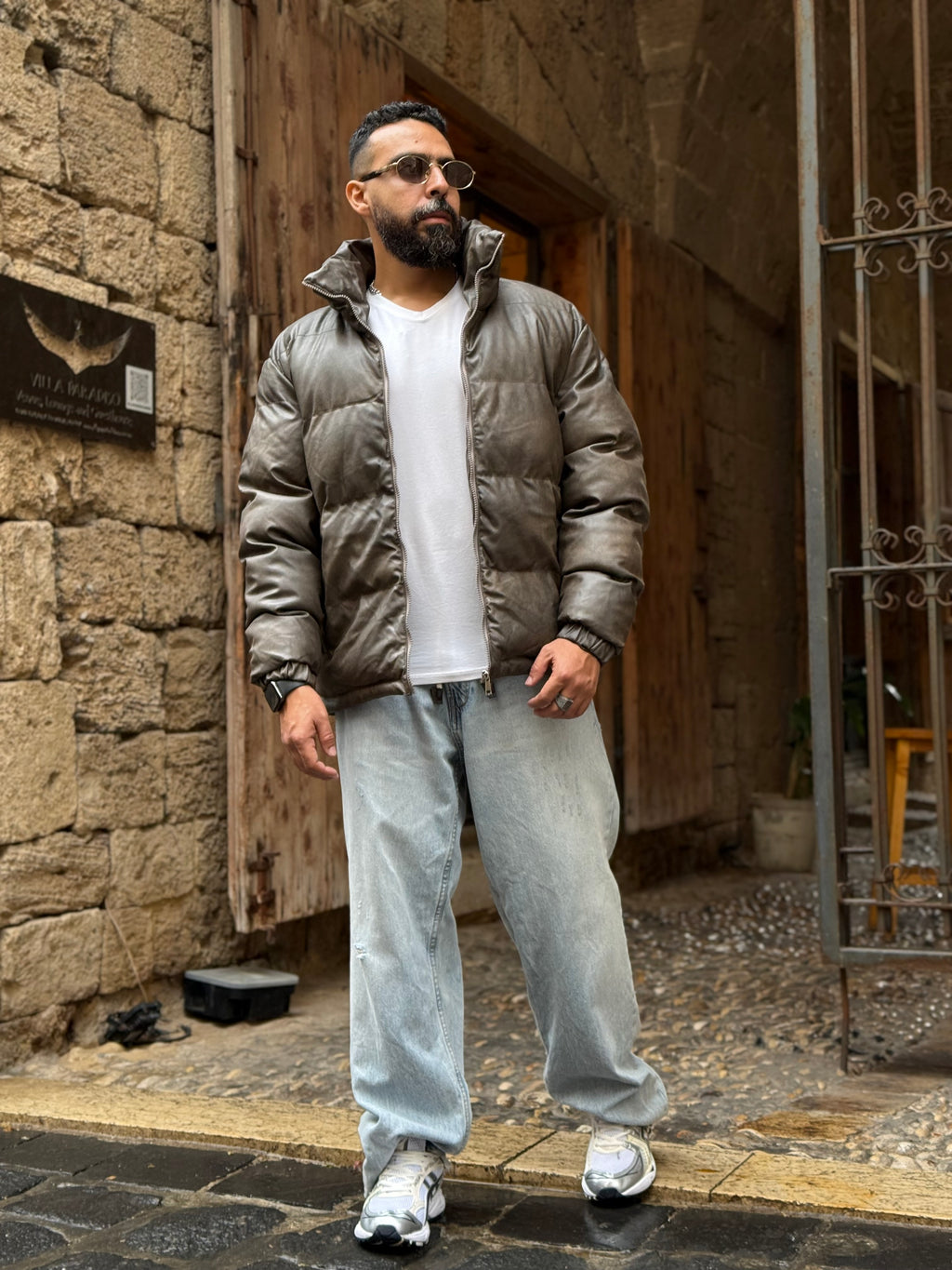 Puffer Leather Jacket