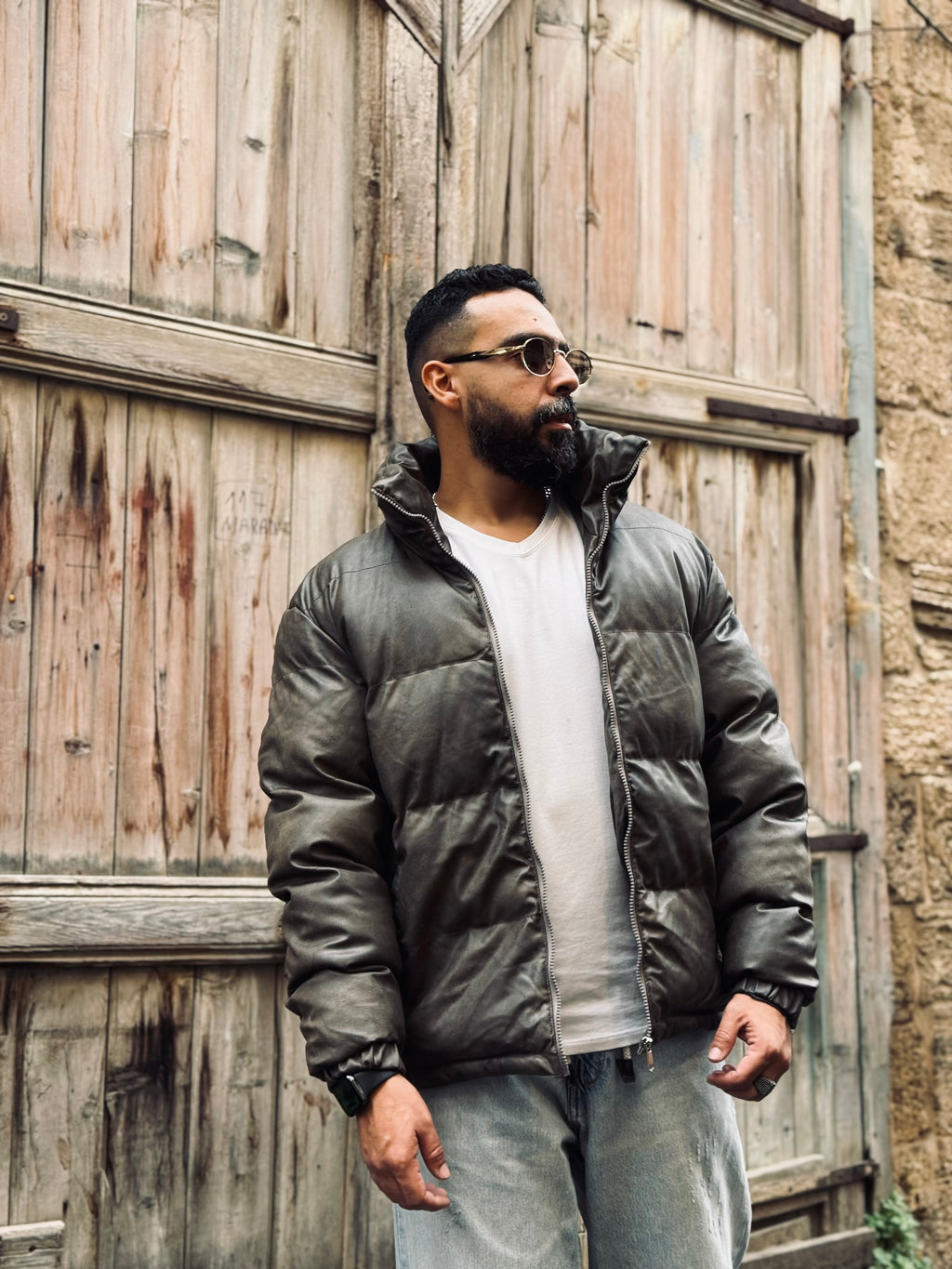 Puffer Leather Jacket