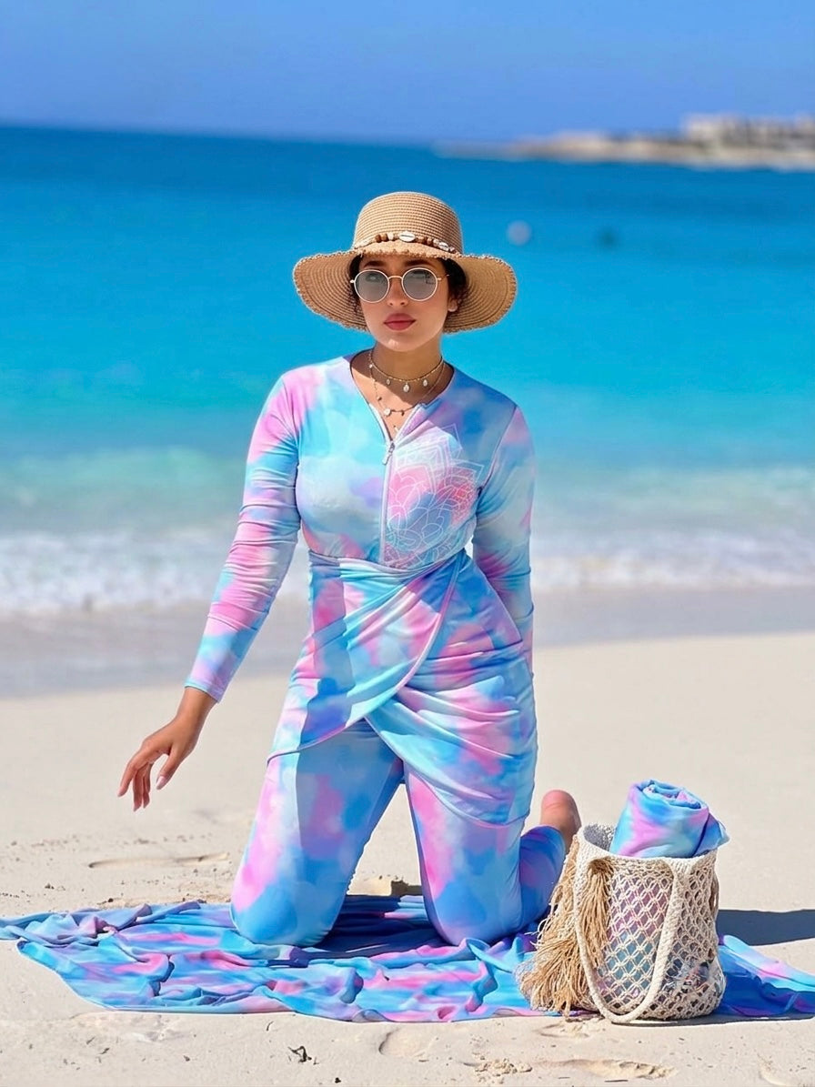 Galaxy Purple Burkini Tunic Side View